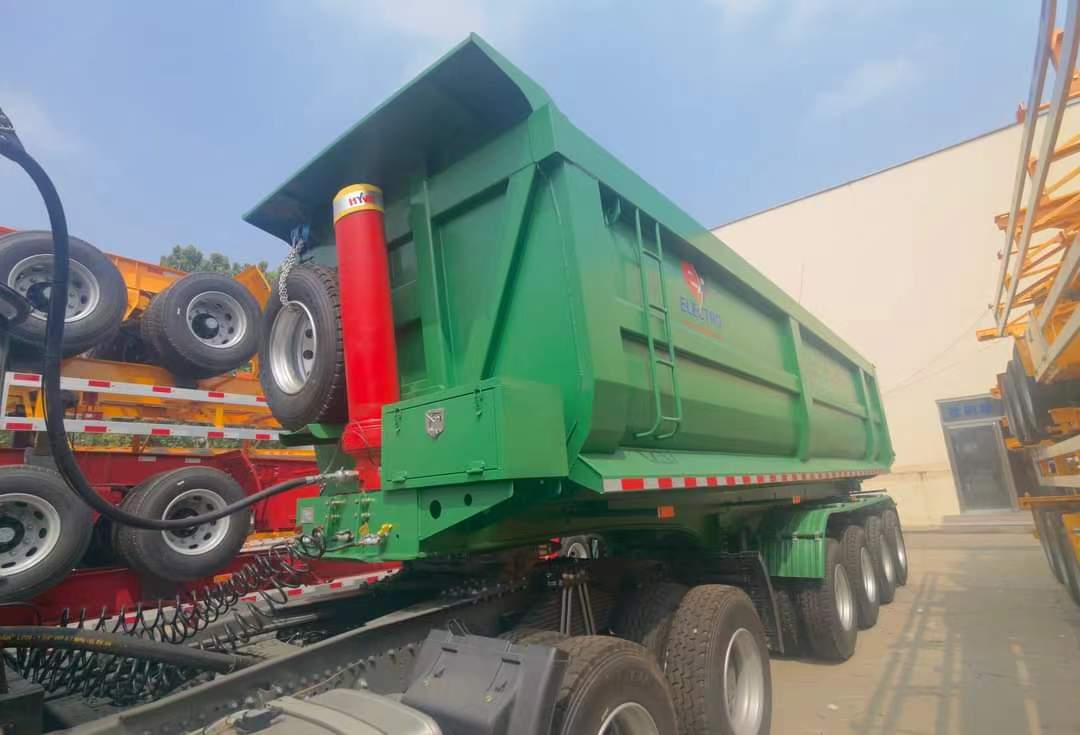 9-meter flatbed rear-turn dump semi-trailer